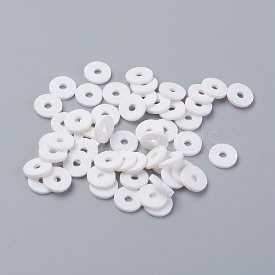 Flat Round Handmade Polymer Clay Beads CLAY-R067-8.0mm-17-1