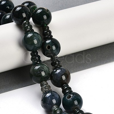 Natural Indian Agate 3-Hole Guru Beads Strands G-H064-E02-03-1