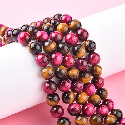 Natural Rose Tiger Eye and Yellow Tiger Eye Beads Strands X-G-G101-8mm-1-1