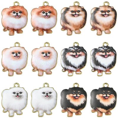 30Pcs 6 Styles Printed Alloy Pendants ENAM-CJ0005-33-1