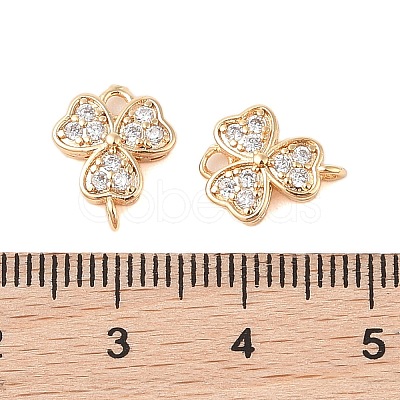 Brass Pave Clear Cubic Zirconia Connector Charms KK-B100-027G-1