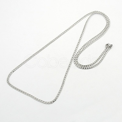 Non-Tarnish 304 Stainless Steel Curb Chain Necklaces STAS-O037-95P-1