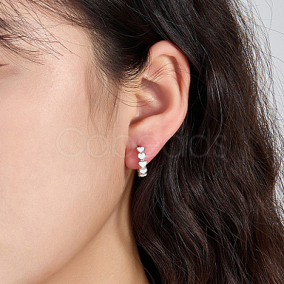 Anti-Tarnish Rhodium Plated 925 Sterling Silver Huggie Hoop Earrings for Women DS9629-1-1