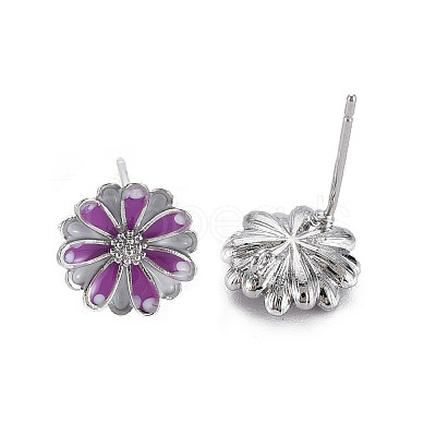 Enamel Stud Earring Findings KK-S356-662P-NF-1