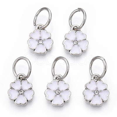 Enamel Style Flower Alloy Rhinestone Charms X-ENAM-S085-08-1