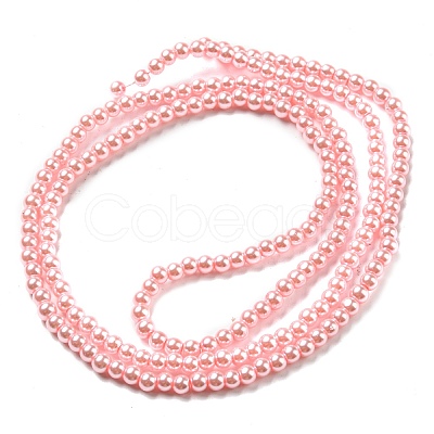 10 Strands Baking Painted Pearlized Glass Pearl Round Bead Strands HY-SZ0001-02A-01-1