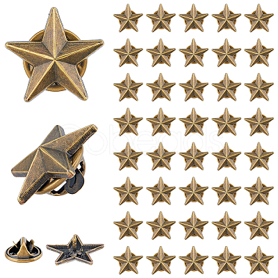 SUPERFINDINGS 24Pcs Alloy Star Lapel Pin Brooches JEWB-FH0001-37AB-1