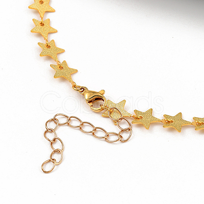 Star Brass Link Chain Necklaces NJEW-JN02949-1