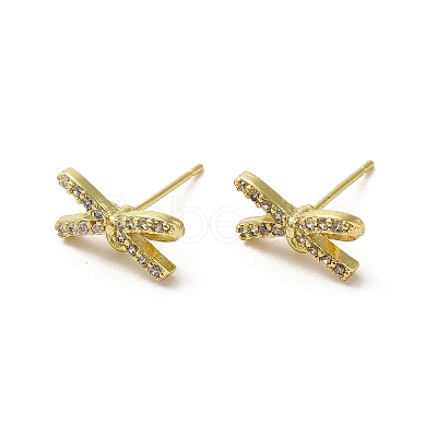 Rack Plating Brass & Cubic Zirconia Stud Earring Findings KK-G487-09G-1