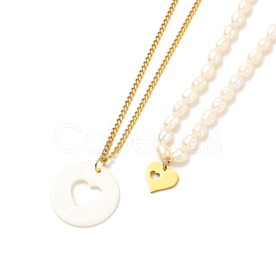 Heart Pendant Necklaces Set for Girl Women NJEW-JN03682-1