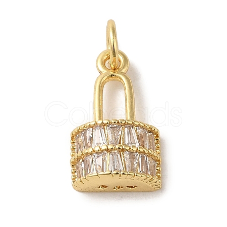 Brass Micro Pave Clear Cubic Zirconia Glass
 Pendants KK-R162-027G-1