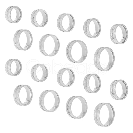 Unicraftale 18Pcs 9 Size 201 Stainless Steel Grooved Finger Ring for Men Women STAS-UN0045-60A-P-1