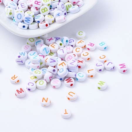 Acrylic Horizontal Hole Letter Beads MACR-R481-M-1