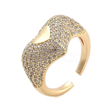 Clear Cubic Zirconia Open Cuff Rings RJEW-U002-04G-1