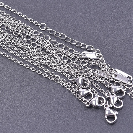304 Stainless Steel Cable Chain Necklace PW-WG97747-10-1