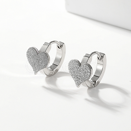 Non-Tarnish Fashionable Classic Heart Stainless Steel Hoop Earrings for Women IK8594-1