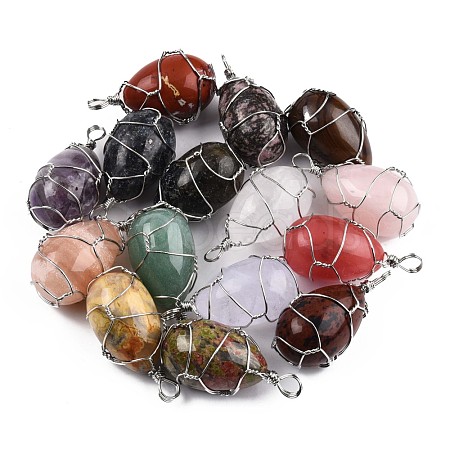 Natural & Synthetic Mixed Gemstone Pendants G-N326-151P-1