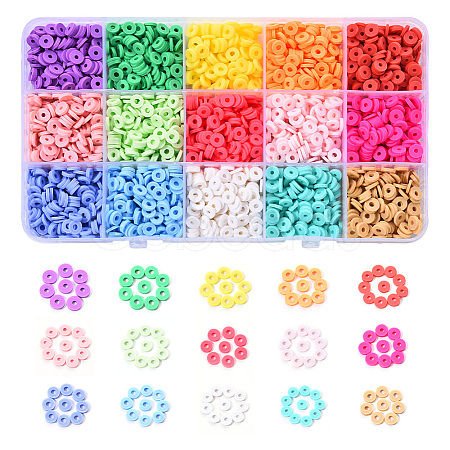 2250Pcs 15 Colors Handmade Polymer Clay Beads CLAY-YW0001-26A-1