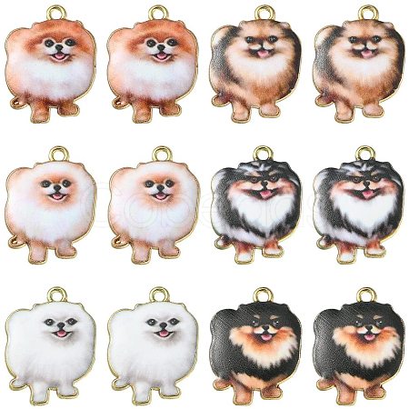 30Pcs 6 Styles Printed Alloy Pendants ENAM-CJ0005-33-1