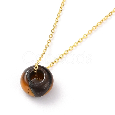 Rondelle Natural Tiger Eye Pendant Necklaces NJEW-JN03237-03-1