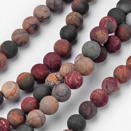 Natural Polychrome Jasper/Picasso Stone/Picasso Jasper Beads Strands G-D809-03-10mm-1