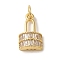 Brass Micro Pave Clear Cubic Zirconia Glass
 Pendants, Lock, Real 18K Gold Plated, 15x9x4.5mm, Hole: 3.2mm