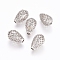 Rack Plating Brass Filigree Beads, Hollow, Teardrop, Platinum, 15x10mm, Hole: 3mm