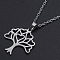 Non-Tarnish 201 Stainless Steel Pendants Necklaces, with Cable Chains and Lobster Claw Clasps, Tree, Stainless Steel Color, 17.71 inch(45cm), 1.5mm