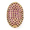 Rack Plating Brass Micro Pave Cubic Zirconia Charms, Cadmium Free & Lead Free, Long-Lasting Plated, Real 18K Gold Plated, Oval, Purple, 19x13x8mm, Hole: 1.5mm