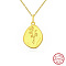 Birth Flower Style 925 Sterling Silver Pendant Necklaces, Real 14K Gold Plated, 17.91 inch(45.5cm)