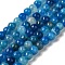 Dyed & Heated Natural Dragon Veins Agate Beads Strands, Faceted, Round, Dodger Blue, 8mm, Hole: 1.2mm, about 48pcs/strand, 14.69''(37.3cm)