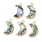 Natural Paua Shell Pendants, Moon Charms with Brass Edge, Golden, 19x11x3.5mm, Hole: 1.8mm