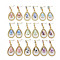 Teardrop with Porcelain Rack Plating Alloy Dangle Stud Earrings, with 925 Sterling Silver Pins, Long-Lasting Plated, Golden, Cadmium Free & Lead Free, Mixed Color, 41x18mm, Pin: 0.7mm