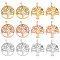 DICOSMETIC 12Pcs 2 Style 3 Colors 316 Surgical Stainless Steel Pendants, with Cubic Zirconia, Tree & Flat Round with Tree, Mixed Color, 12x12x2mm, Hole: 3mm, 2pcs/color