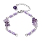 Natural Amethyst Chips & Handmade Seed Beads Bracelet Making, with 304 Stainless Steel Ends Chains, 7 inch(17.9cm)