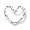 Rack Plated Brass Heart Links, Long-Lasting Plated, Lead Free & Cadmium Free, Platinum, 16x18x6mm