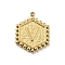 201 Stainless Steel Pendants, Golden, Hexagon with Letter Charm, Letter V, 21x16.5x2mm, Hole: 1.5mm