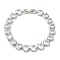 Clear Cubic Zirconia Tennis Bracelet, Brass Oval Link Chain Bracelet, Lead Free & Cadmium Free, Platinum, 7-1/2 inch(19cm)