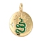 Brass Micro Pave Clear Cubic Zirconia with Enamel Pendants, Real 18K Gold Plated, Snake, 25x17x6.5mm, Hole: 4mm