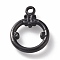 304 Stainless Steel Toggle Clasps Parts, Ring, Electrophoresis Black, 21x15x2mm, Hole: 2mm