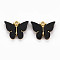 Rack Plating Alloy Pendants, with Acrylic, Cadmium Free & Lead Free, Light Gold, Butterfly, Black, 18.5x22.5x3mm, Hole: 2mm