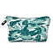 Leaf Pattern Polyester Waterpoof Makeup Storage Bag, Multi-functional Travel Toilet Bag, Clutch Bag with Zipper for Women, Teal, 22x18cm