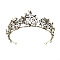 Alloy Rhinestone Crown Hair Bands for Girls Women Wedding Party Decoration, Antique Bronze, 65x160mm