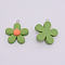 Resin Pendants, with Platinum Iron Peg Bail, Flower, Olive Drab, 30x27x9mm, Hole: 2mm