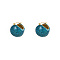 304 Stainless Steel Round Ball Hoop Earrings, with Resin, Steel Blue, 21.5x20mm