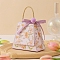 Folding Cardboard Candy Boxes, Wedding Gift Wrapping Box, With Handle, Trapezoid with Flower, Plum, 10.5x5.2x8.8cm