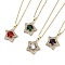 Star Light Gold Brass Micro Pave Cubic Zirconia Pendant Necklaces, with Glass, Mixed Color, 15.98 inch(40.6cm)