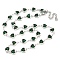 304 Stainless Steel & Glass Heart Link Chain Necklaces, Stainless Steel Color, Green, 16.38 inch(41.6cm)