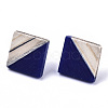 Opaque Resin & Wood Stud Earrings EJEW-N017-005A-B01-2