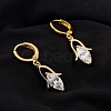 Real 18K Gold Plated Brass Cubic Zirconia Dangle Hoop Earrings EJEW-EE0001-186B-2